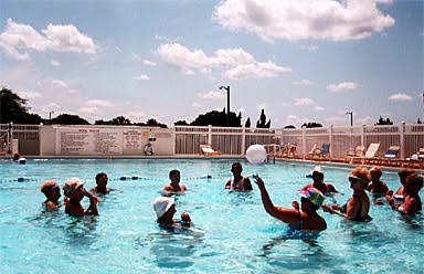 Clubhouse pool area games and events.